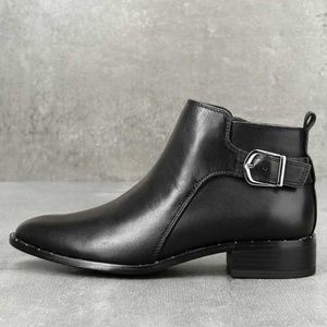 Steven by Steve Madden Black Leather Booties